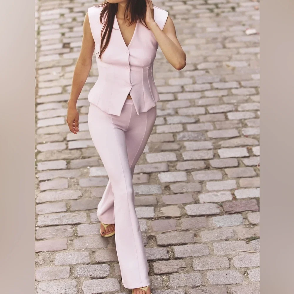 Zara NWT light pink interlock stretchy pants - Picture 3 of 6